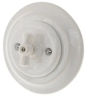 Bohemia-Design - Retro porcelán forgókapcsoló 7-es kerettel, fehér