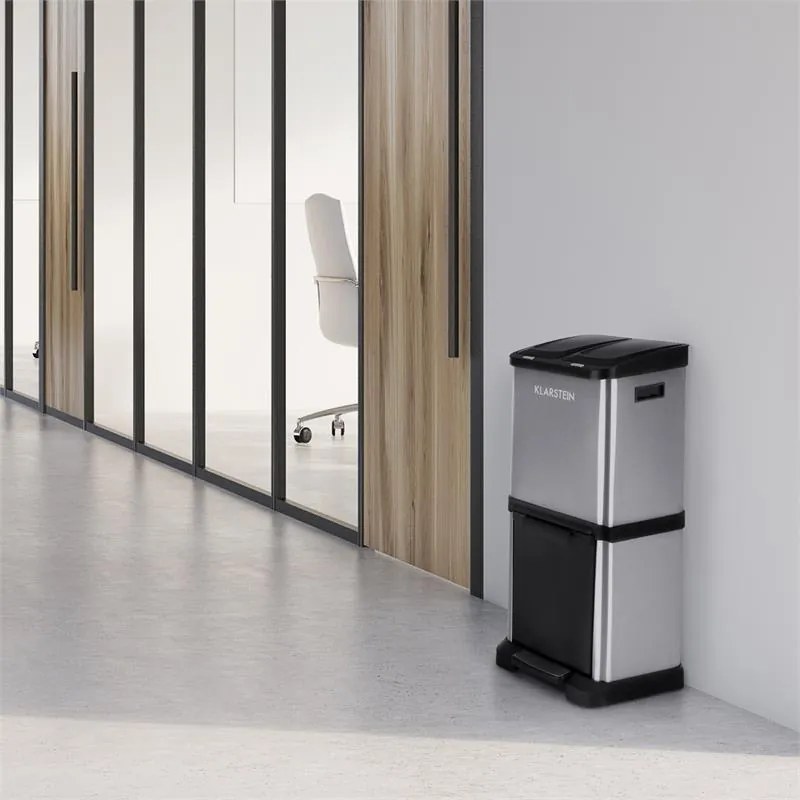 Klarstein Ökosystem², szemeteskosár, hulladék osztályozó, 30 l (1 x15 l, 2x7,5 l), PE, nemesacél