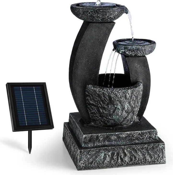 Blumfeldt Fantaghiro, díszszökőkút, kerti szökőkút, 3W, napelemes, LED polireszin, kő hatás