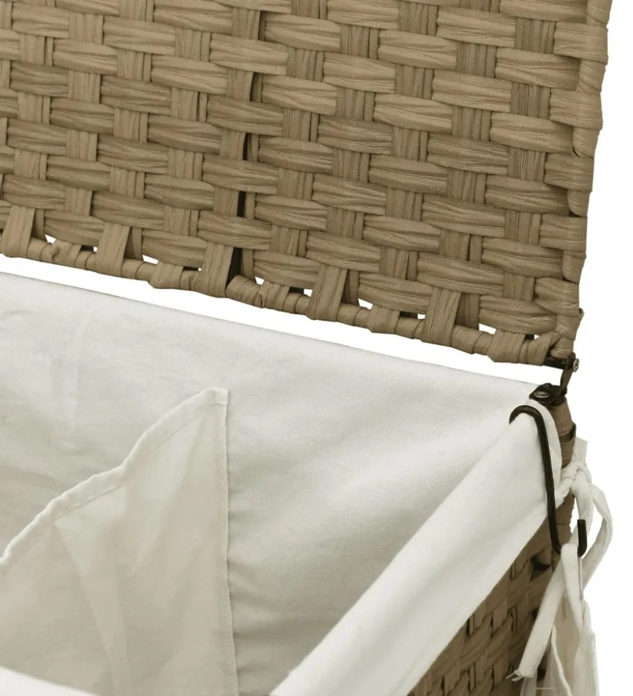polyrattan szennyeskosár kerekekkel 60x35x60,5 cm