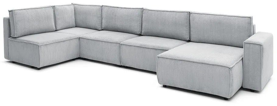 Világosszürke kordbársony sarokkanapé (bal oldali-"U" alakú) Nihad modular – Bobochic Paris