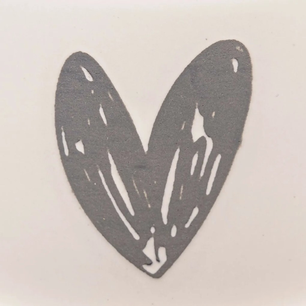 6 darabos kerámia bögrék szett Szív I, 90 ml,szürke