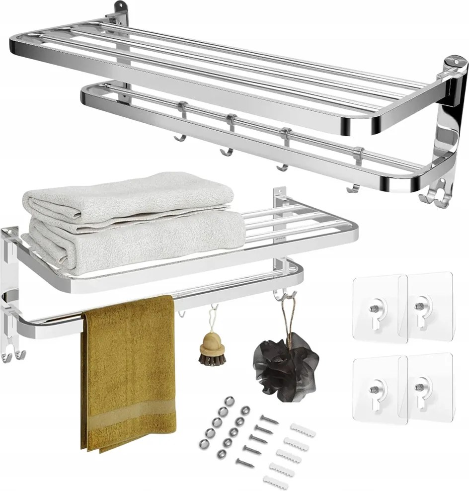 Fali Törölközőtartó Fürdőszoba Polc Akasztós Összecsukható Loft Akasztók