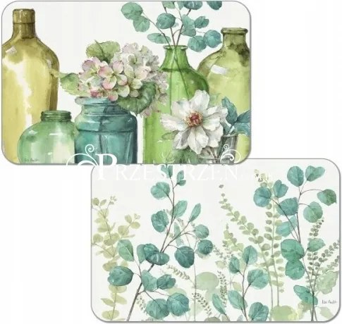 Polipropilén Alátétek Kétoldalas Greenery Zöld Virágok és levelek