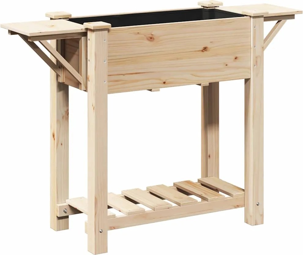 vidaXL Kerti cserép polcokkal Bézs 111 x 37 x 76,5 cm Szilárd fenyőfa