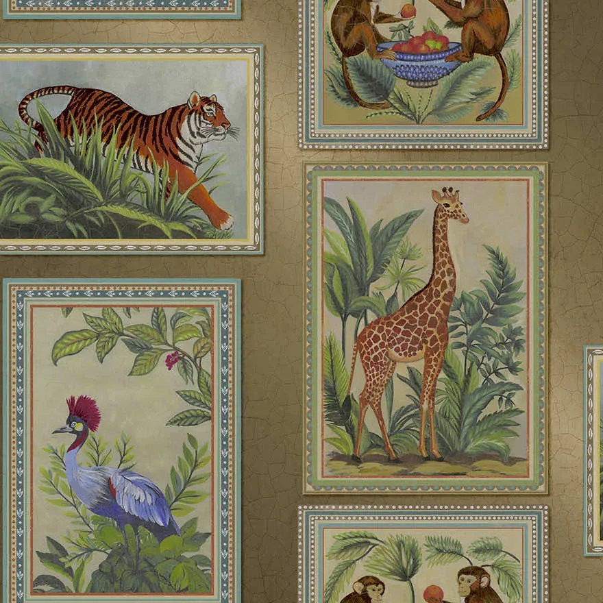 Holden Decor Wanderlust Menagerie arany állatos vlies tapéta – 92010