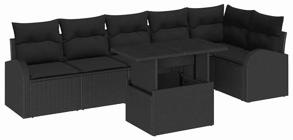 Kerti Kanapé Szett párnával 7 pcs Fekete 100 x 55 x 73 cm