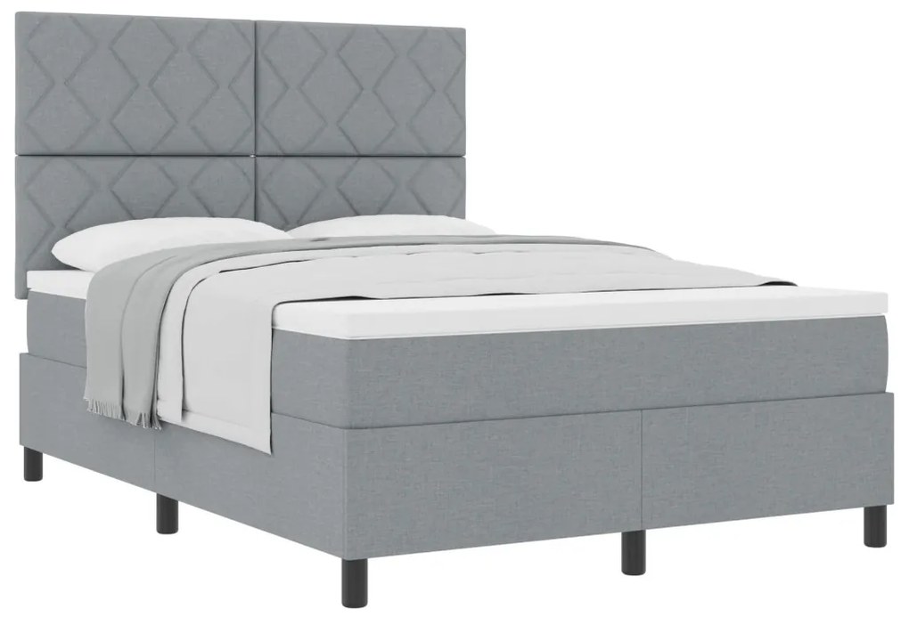 Boxspring ágy matrac világosszürke 160x200 cm szövet