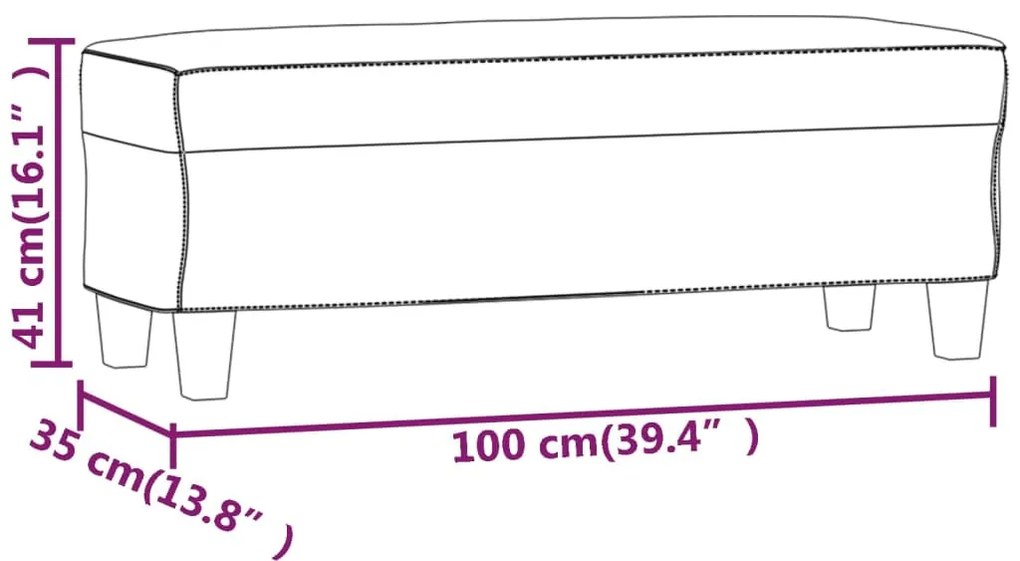 vidaXL sötétszürke szövet pad 100x35x41 cm