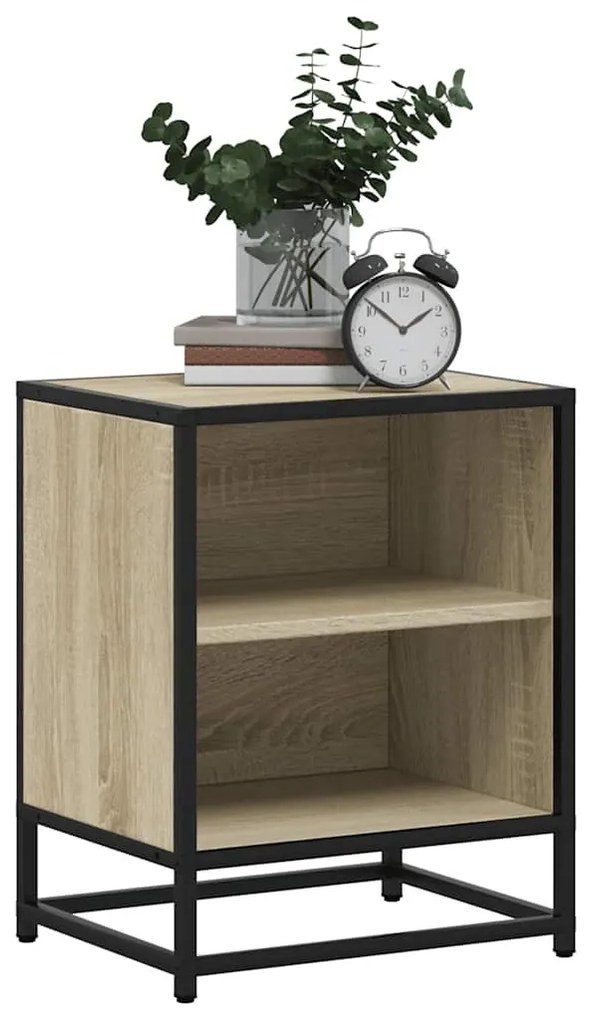 Éjjeliszekrények 2 db Sonoma tölgy 40x31x50 cm Gépi fa és fém