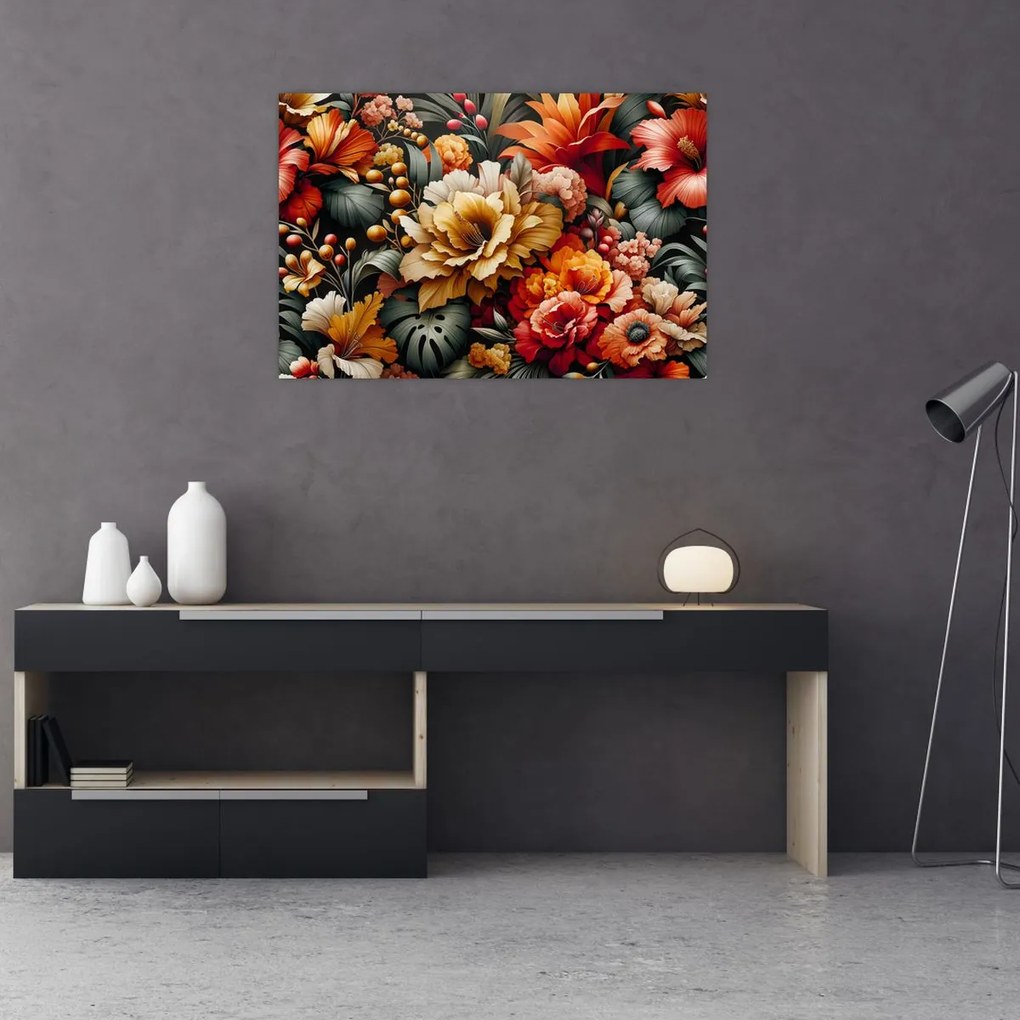 Kép - Narancs-vörös virágok (90x60 cm)