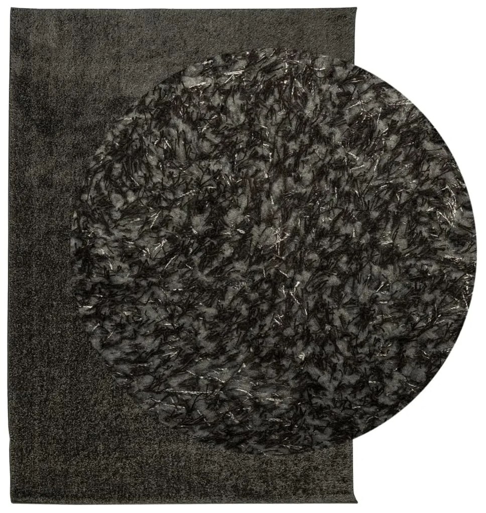 ISTAN antracitszürke hosszú szálú fényes szőnyeg 120 x 170 cm