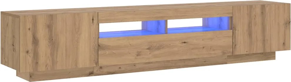 vidaXL kézműves tölgy szerelt fa TV-szekrény LED-ekkel 200x35x40 cm