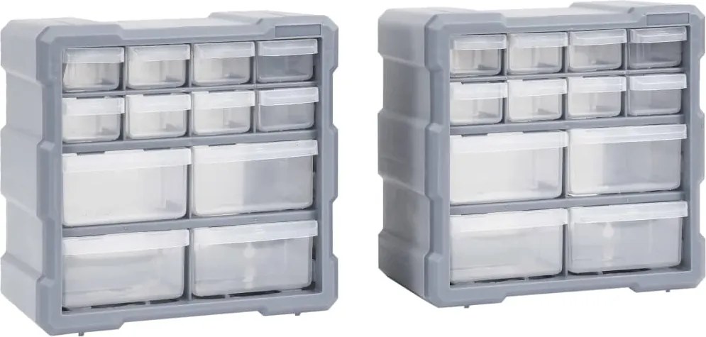 vidaXL 2 db többfiókos szervező 12 fiókkal 26,5 x 16 x 26 cm
