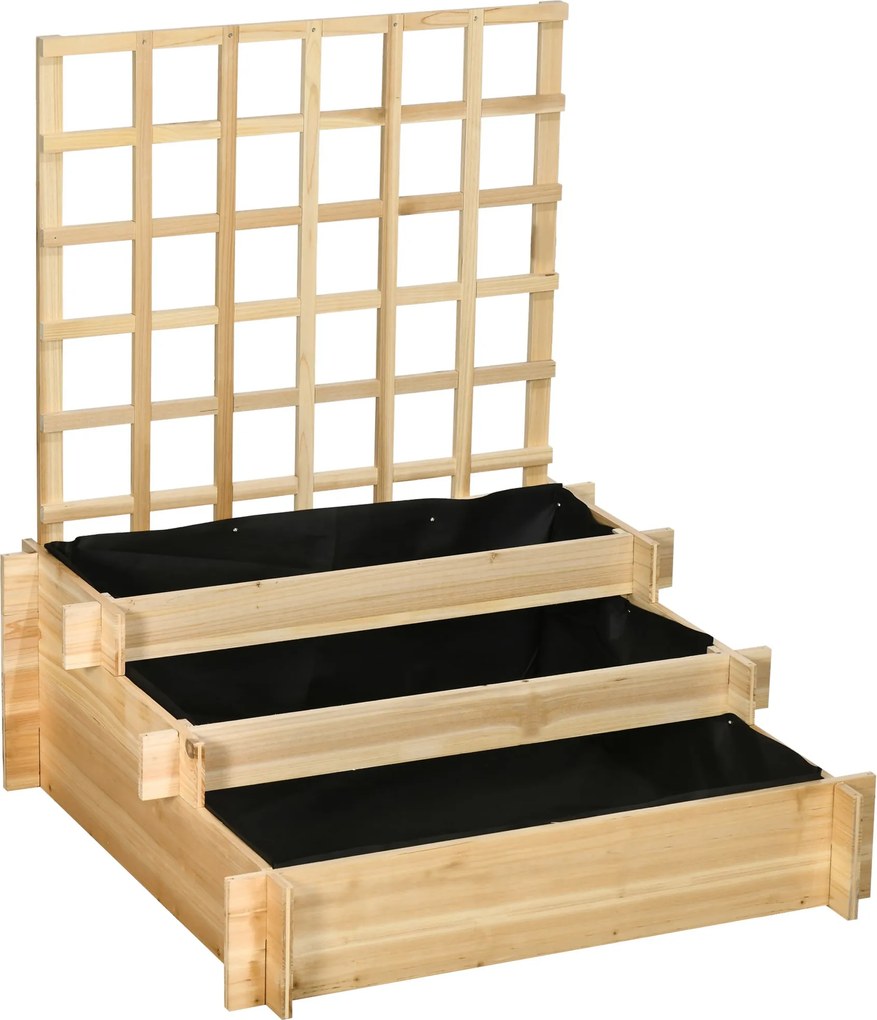 Outsunny 3-rétegű városi kert trellisszel és virágtartó állvánnyal, nem szőtt szövet a zöldségek, virágok és gyógynövények termesztéséhez, 95x95x110 c