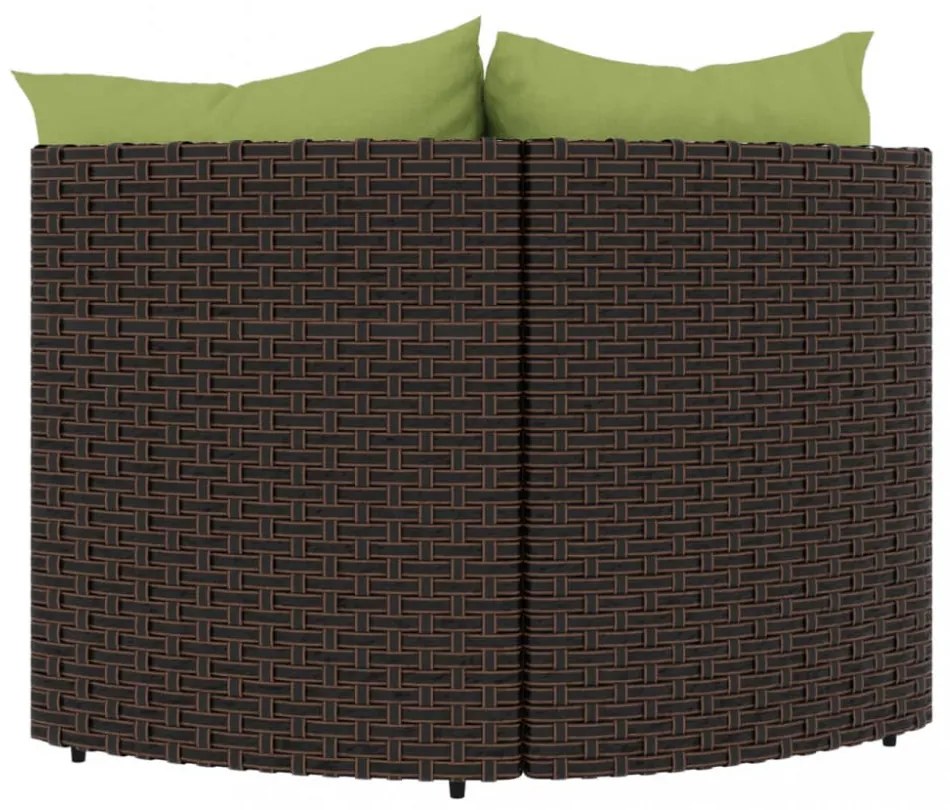 vidaXL 2 db barna polyrattan kerti sarokkanapé párnákkal
