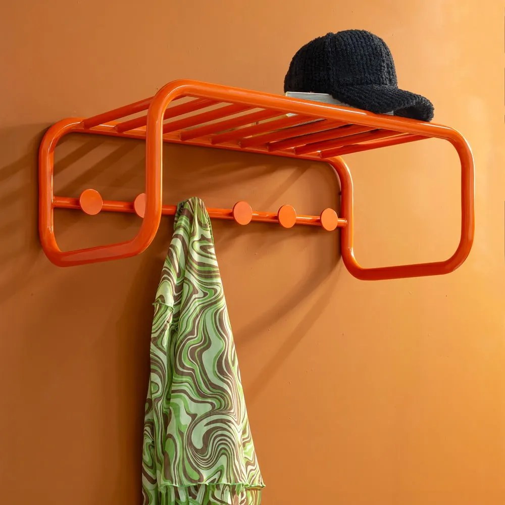 Narancssárga fém fali fogas polccal 72 cm Retro – Spinder Design