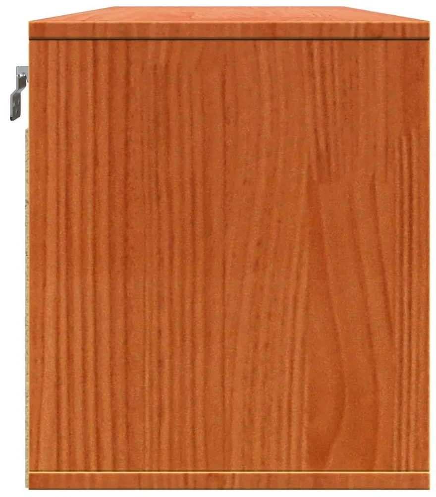 Fali Szekrény ajtóval Viaszbarna 100 x 30 x 35 cm Tömör fenyőfa