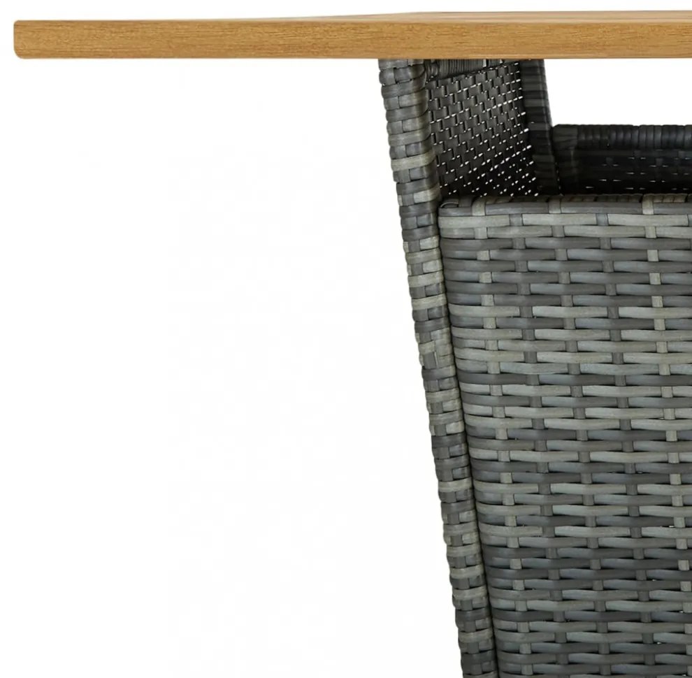 szürke polyrattan és tömör akácfa bárasztal 80 x 80 x 110 cm
