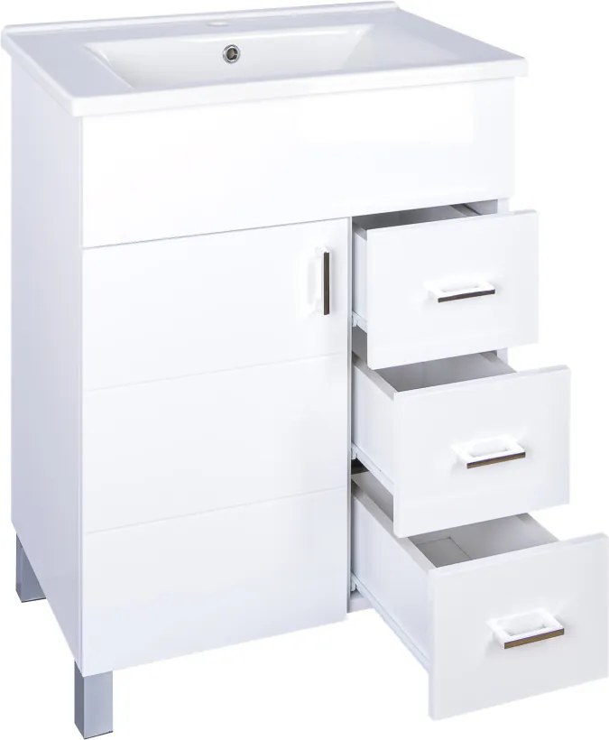 VivaStyle KARINA 65 lábon álló fürdőszobabútor 3 fiókos Sanovit ATRIA 9065 mosdóval 65 x 45,5 cm