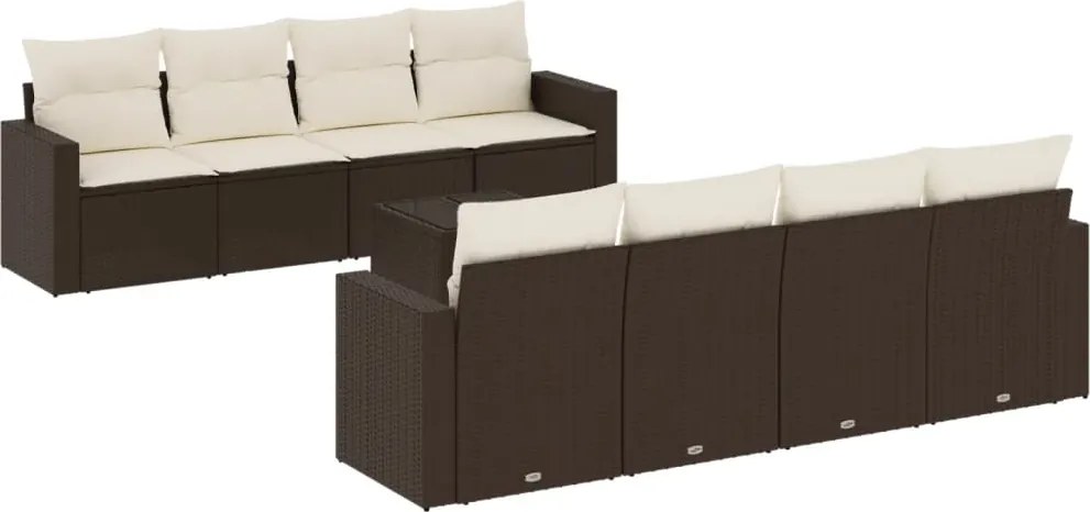 vidaXL 9 részes barna polyrattan kerti ülőgarnitúra párnákkal