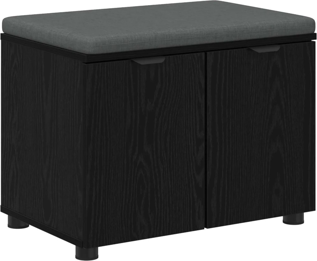vidaXL Előtér pad Fekete Tölgy 60 x 38 x 46 cm Műanyag Fa és Szövet