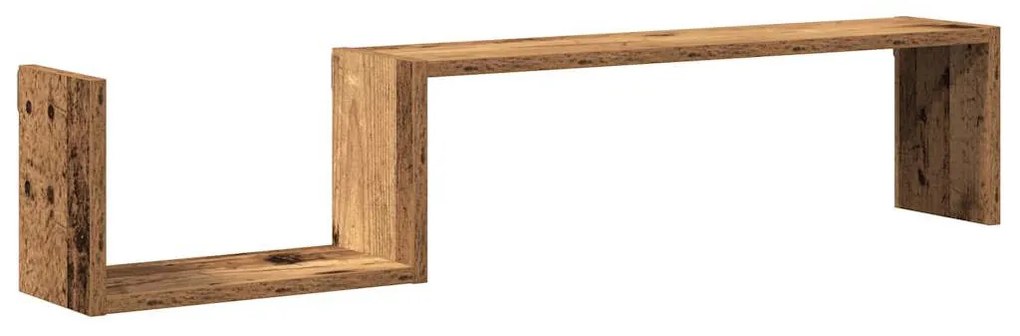 2 db antik fa színű szerelt fa fali polc 100 x 15 x 20 cm
