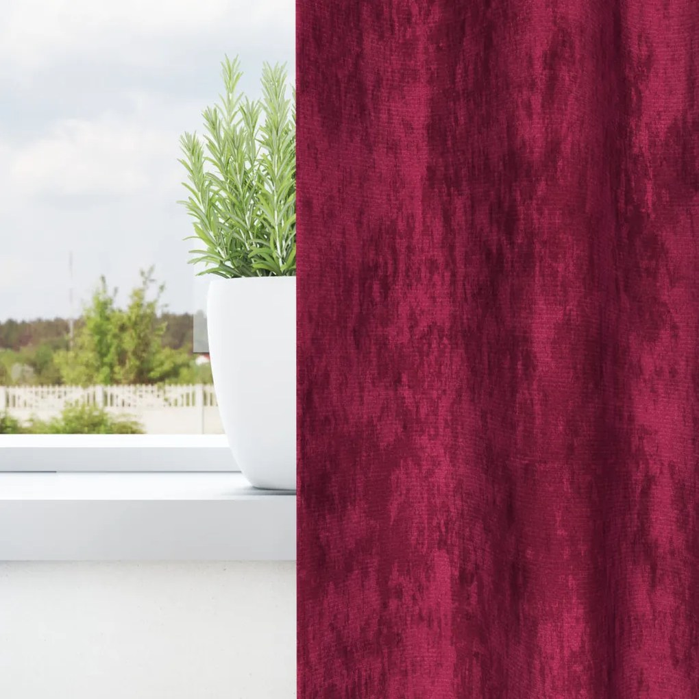 Velúr Függöny 2 db rudacsatlakozós Burgundi vörös 175x140 cm