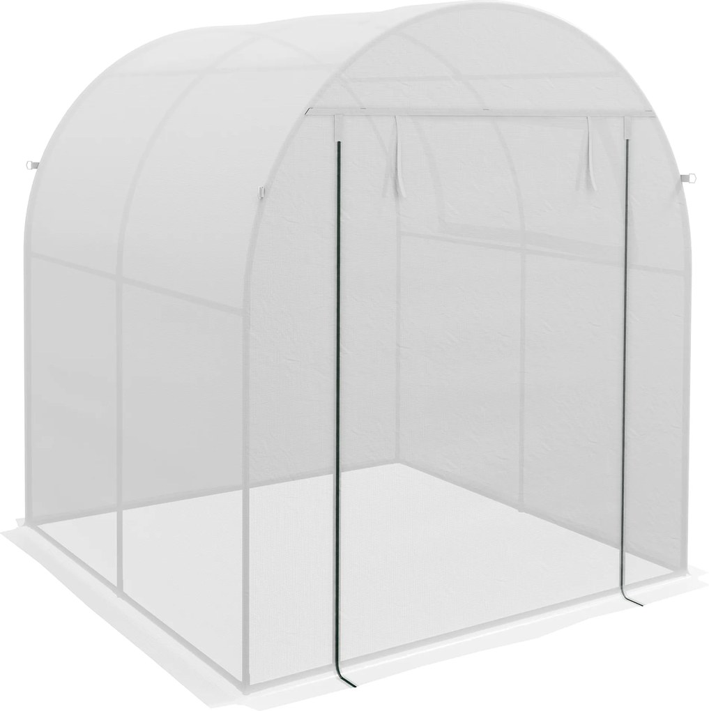 Outsunny Kertészeti Üvegház 180x180x200 cm Kis Tüneles Üvegház Rolós Ajtóval és Hálós Ablakkal Növények és Virágok Termesztéséhez Fehér | Aosom