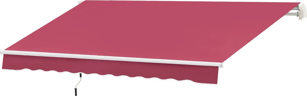 Outsunny Manuális Kihúzható Napernyő 395x245 cm Teraszi Napernyő Vízálló és UV-ellenálló Fém Kézi Kurblival Kültéri Rolós Napernyő Kerthez, Teraszhoz,