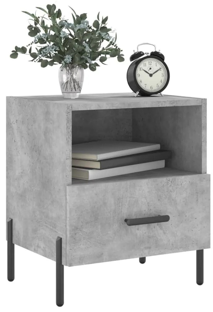 2 db betonszürke szerelt fa éjjeliszekrény 40 x 35 x 47,5 cm