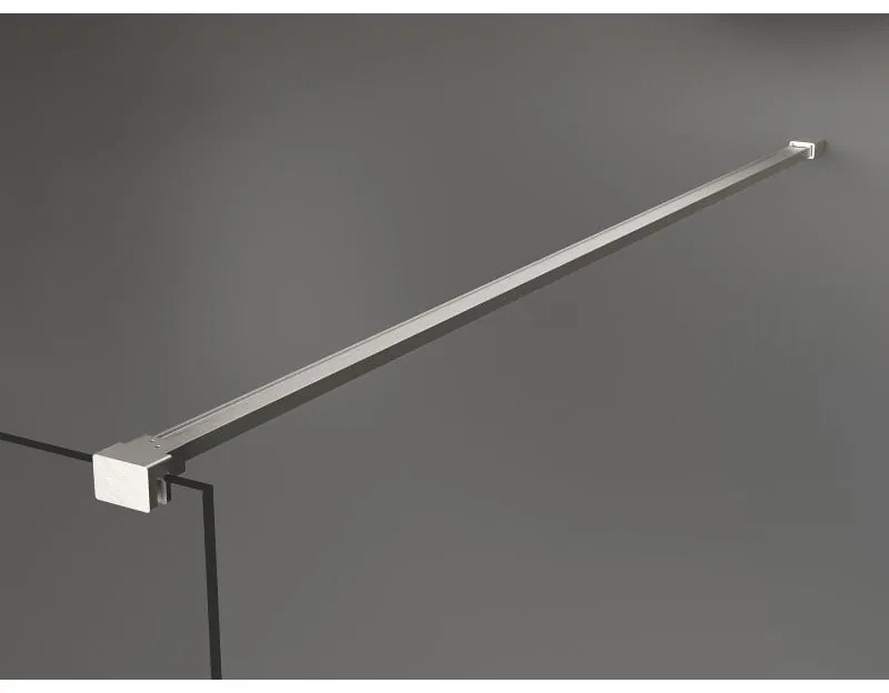 Mexen Kioto, Walk-In zuhanyparaván 130 x 200 cm, 8 mm átlátszó üveg fekete mintás, csiszolt acél profil, 800-130-101-97-77