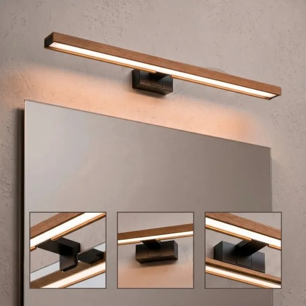 BRILAGI-LED Fürdőszobai tükörvilágítás 3 az 1-ben WOODY MIRROR LED/15W/230V 80 cm IP44 fekete/tölgy