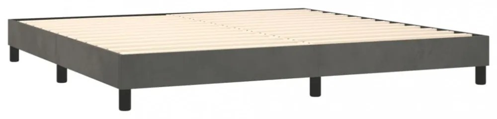 sötétszürke bársony rugós ágy matraccal 200x200 cm