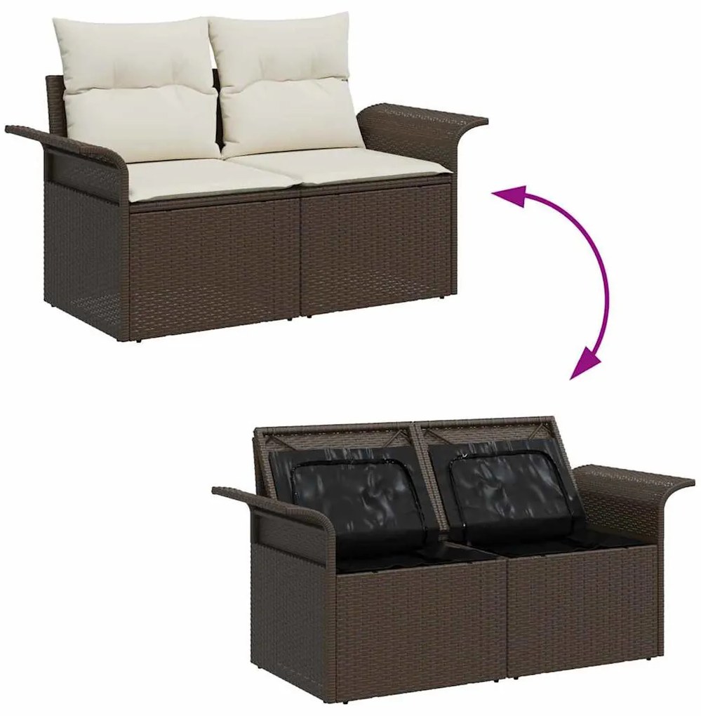 Kerti Kanapé Szett 10 pcs Barna 100 x 55 x 73 cm Poli rattan