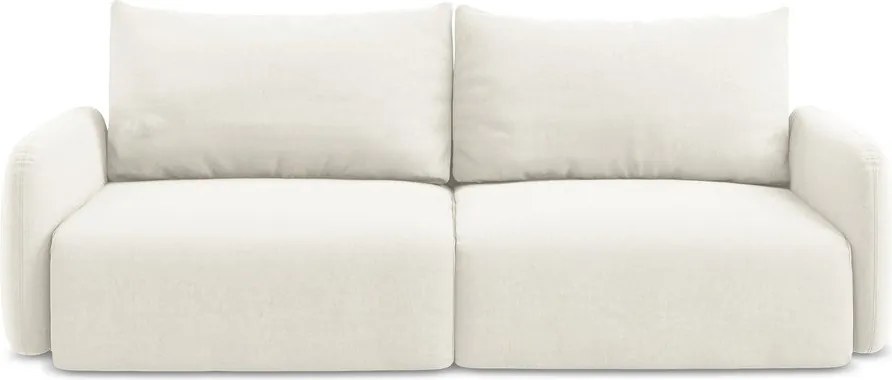 Krémszínű bársony kinyitható-tárolóhelyes kanapé 238 cm Kalena – Makamii