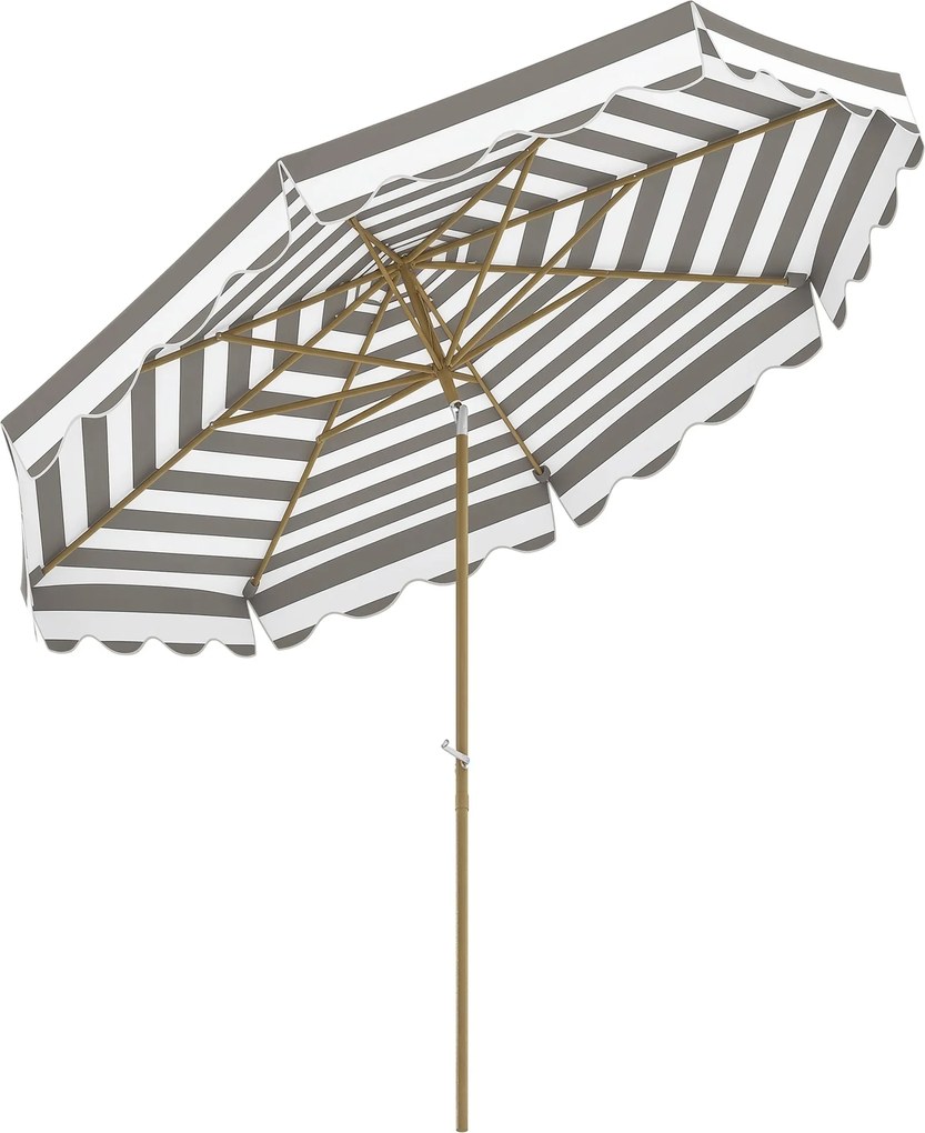 Outsunny Terasz Külső Napernyő Ø268 cm Kert Napernyő Dönthető Szöggel és Kurblival UV 50+ Védelemmel a Teraszhoz Szürke és Fehér | Aosom
