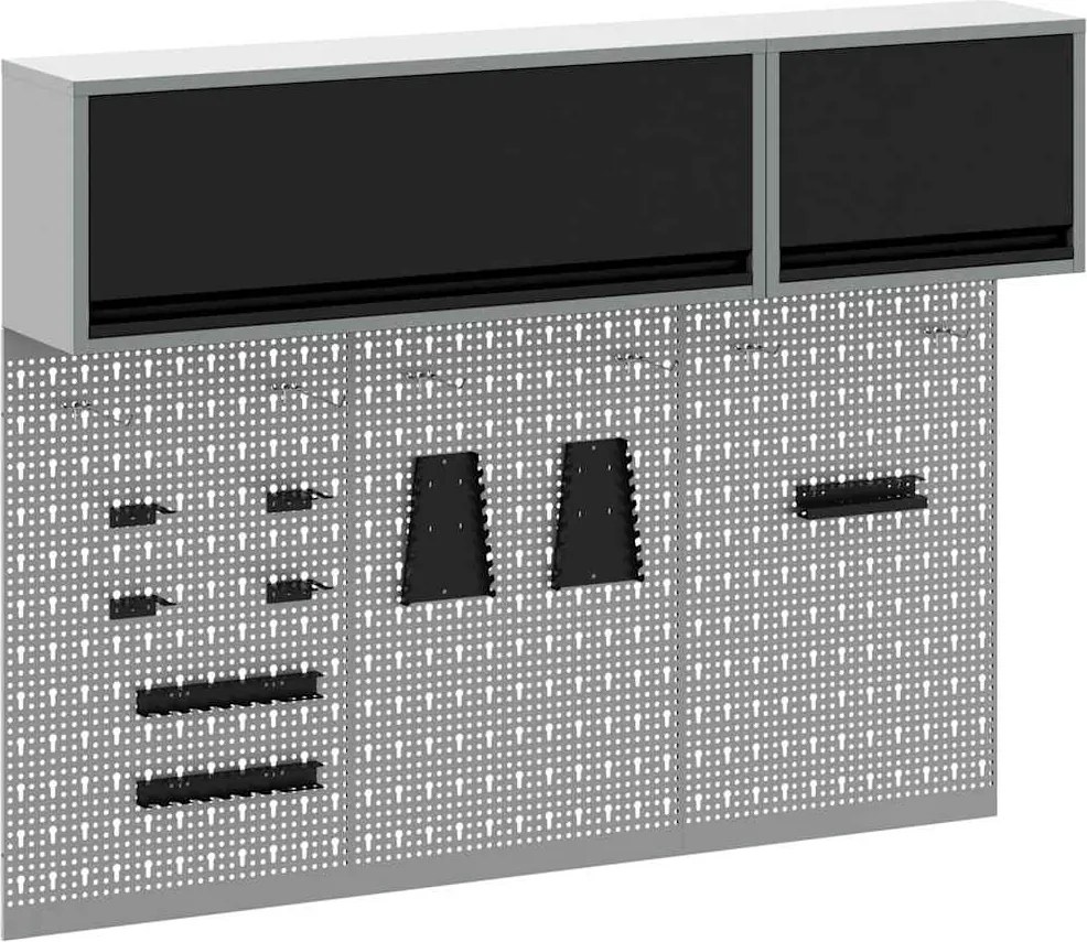vidaXL Szerszámos szekrény készlet 5 pcs Fekete Porszórt acél