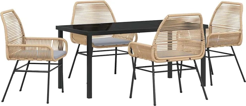 vidaXL Kert étkező szett párnával 5 pcs Barna polirattan