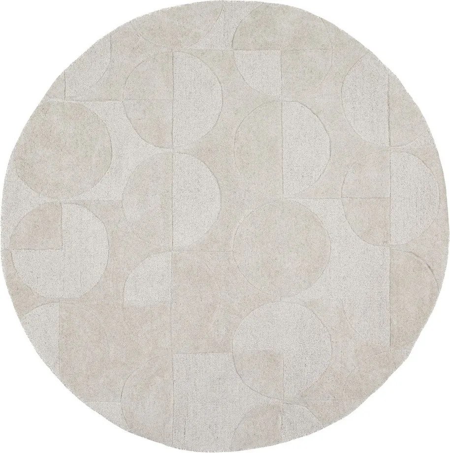 Elefántcsont színű kézi szövésű gyapjú kerek szőnyeg ø 160 cm Gigi – Flair Rugs