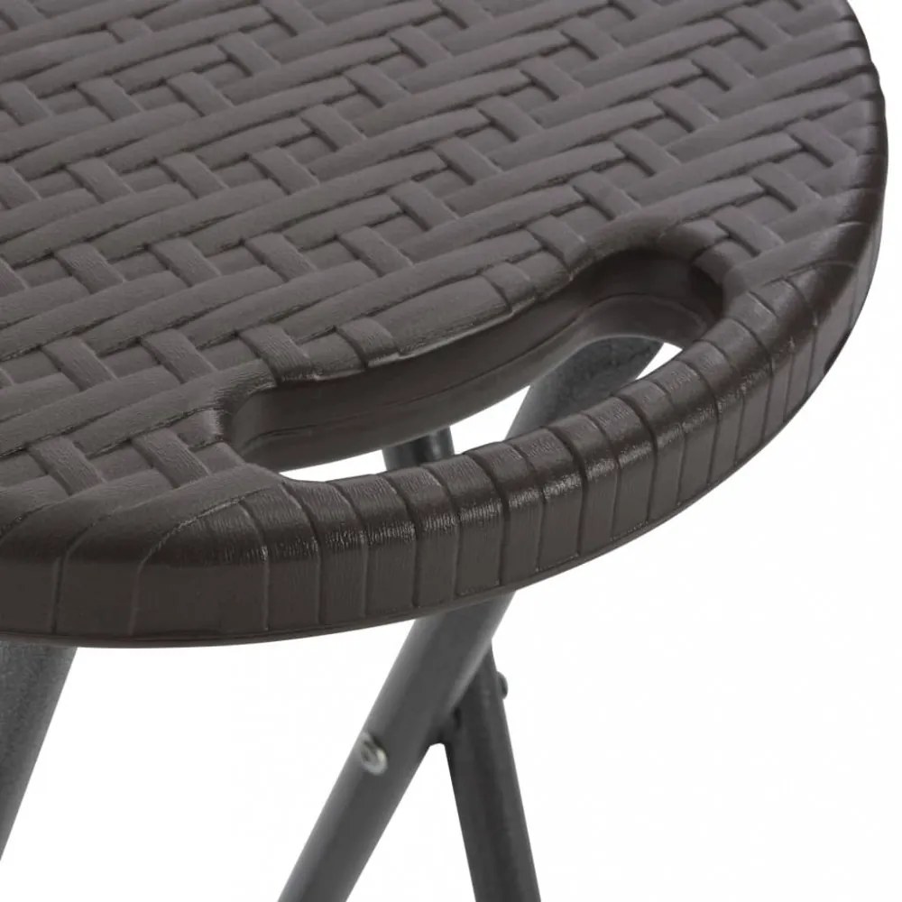2 db barna összecsukható rattan küllemű HDPE és acél bárszék