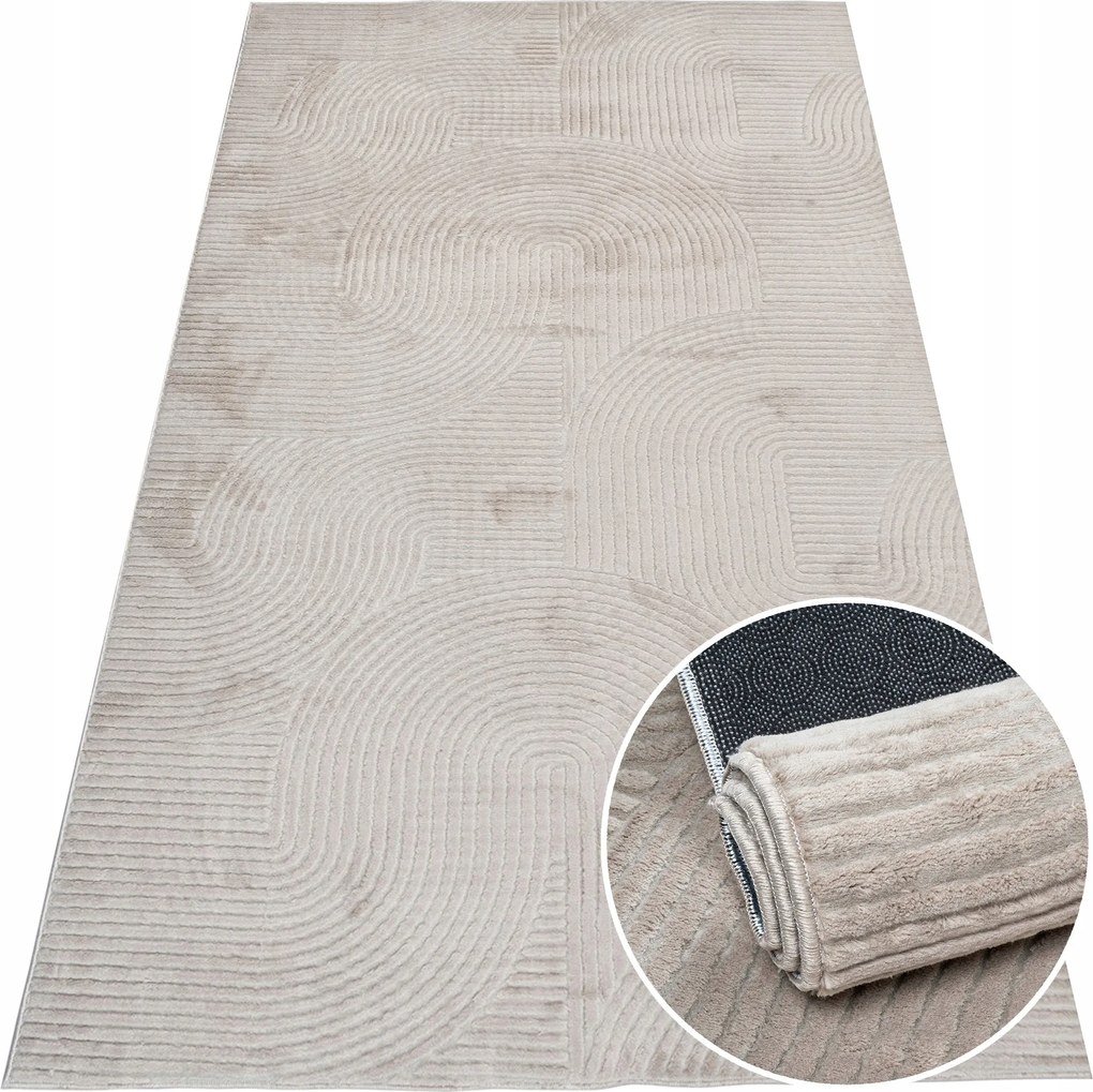 Elegáns Hálószoba Szőnyeg Bézs 3D 80x150cm