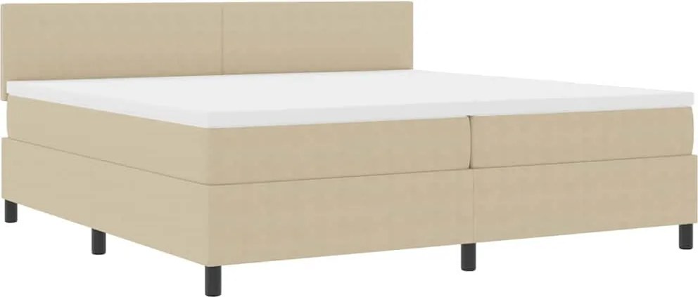 vidaXL LED Box Spring Ágy Világosszürke és fehér 200 x 200 cm