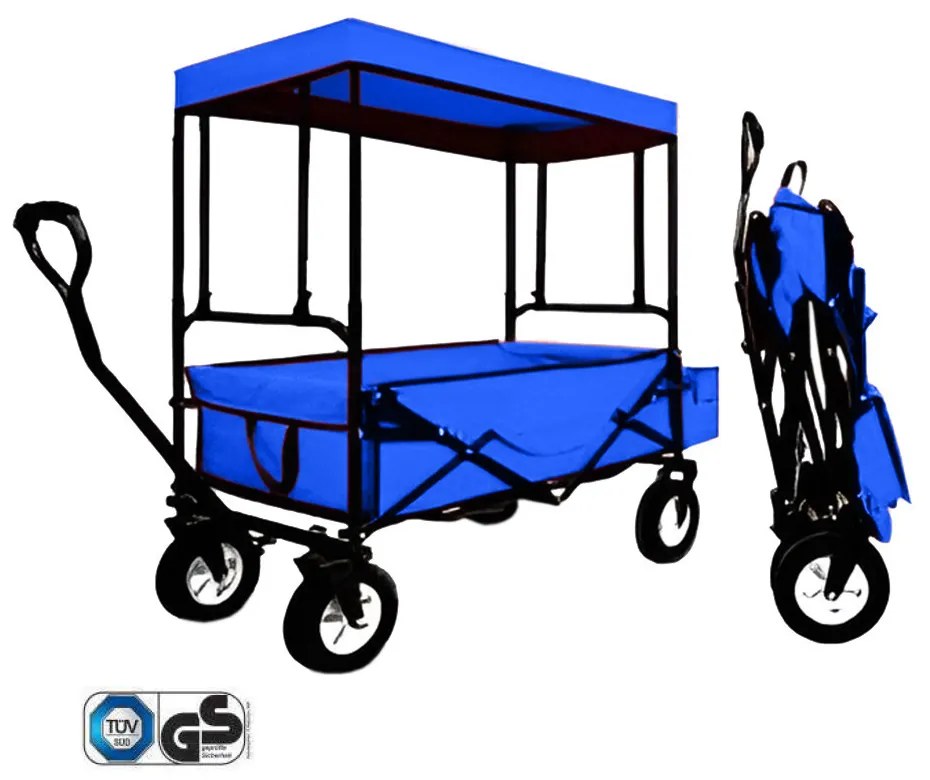 Összecsukható kerti strandkocsi tetővel kék