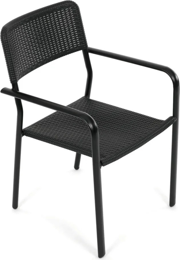 Kerti szék, fém, műanyag, fekete, AZC-H1021 BK