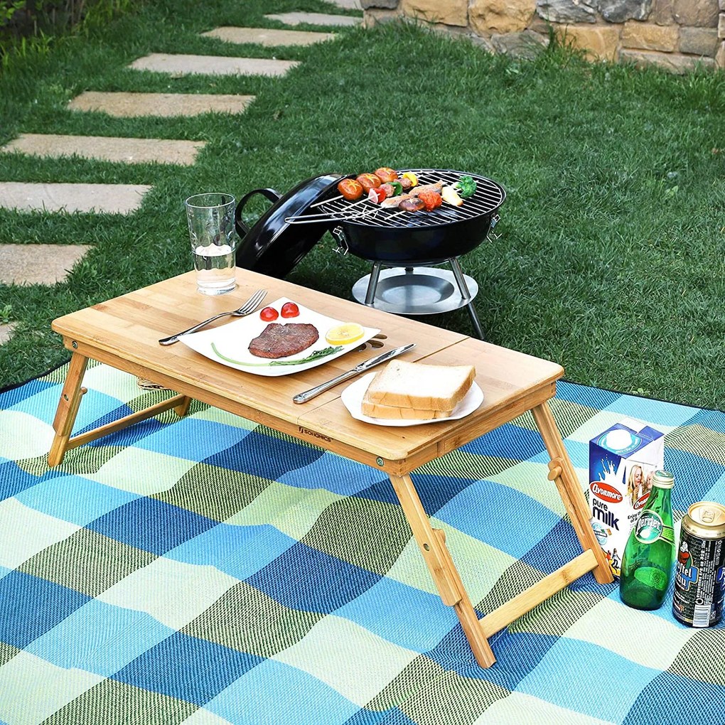 Bambusz laptop asztal, összecsukható reggeliző tálca