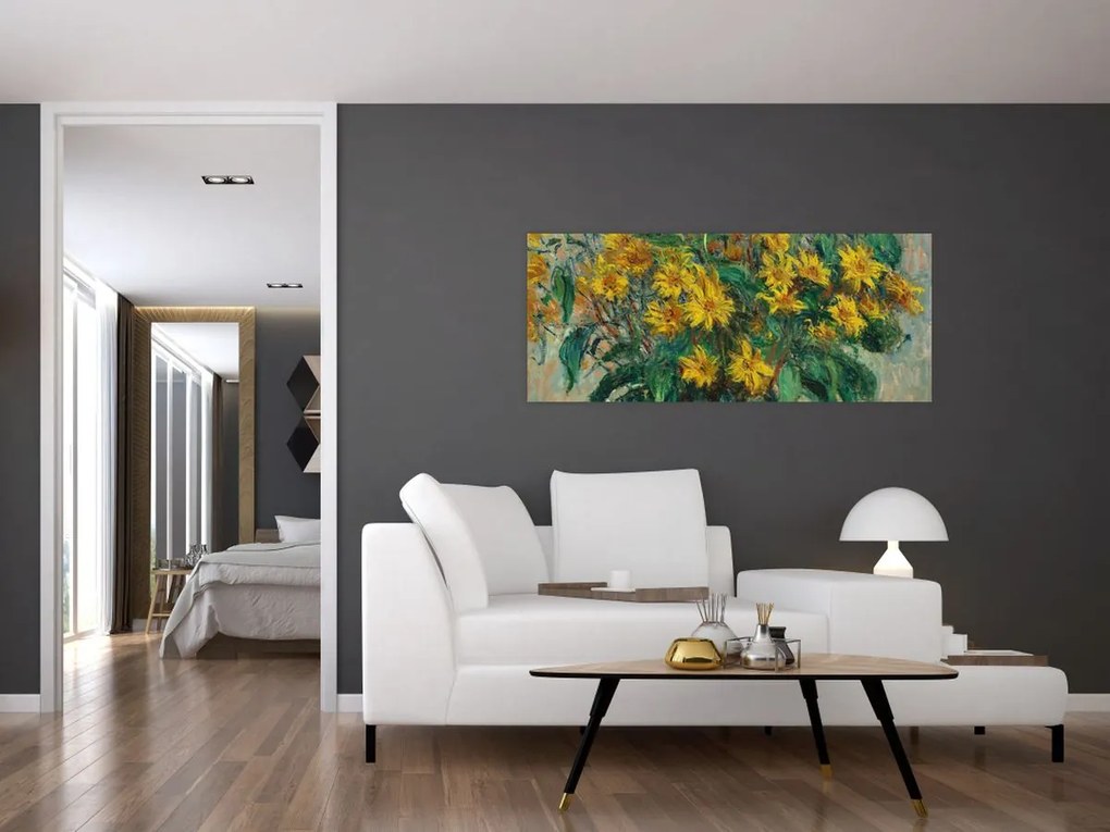 Kép - Claude Monet, Jerusalem Artichoke Flowers, reprodukciók (120x50 cm)