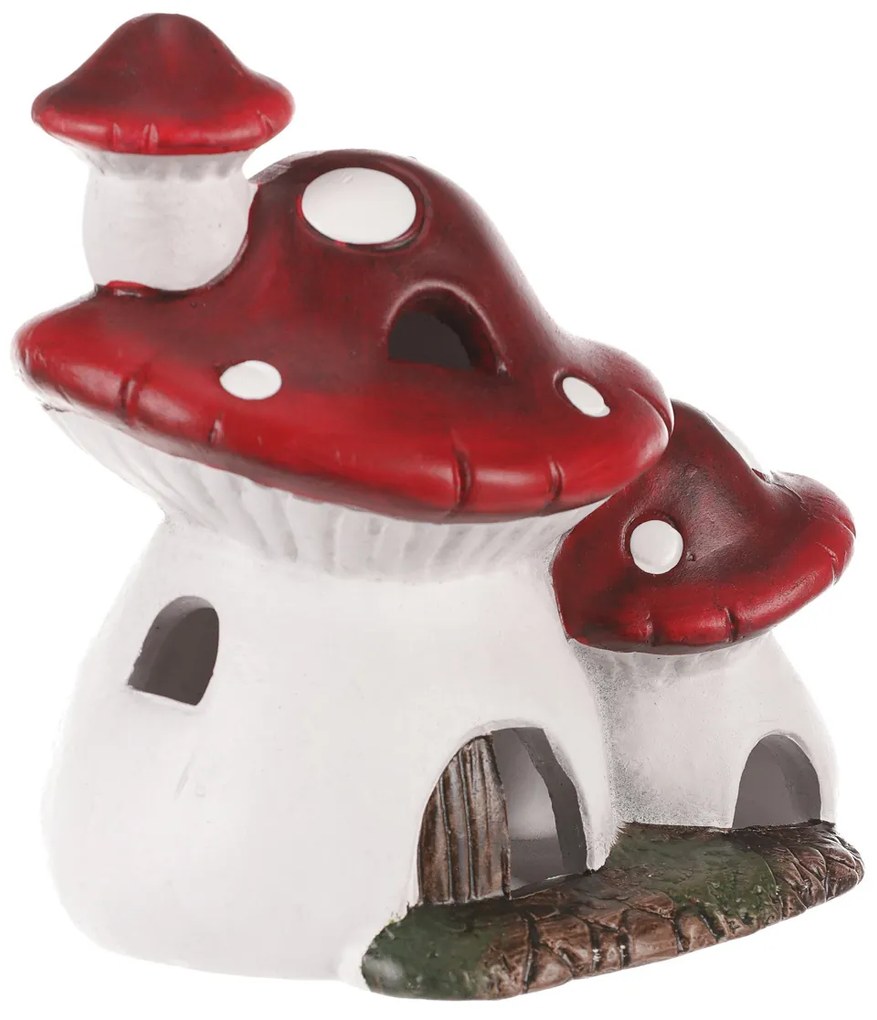 Őszi LED dekoráció Gomba világító házikó, 14 x 10x 15 cm, kerámia