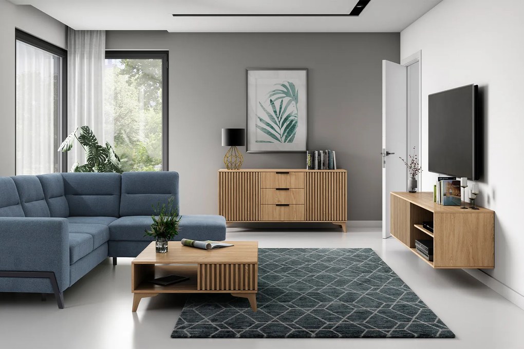 AKCIÓ Fali TV állvány ENTSIAN 150x40cm, artisan tölgy II. osztály