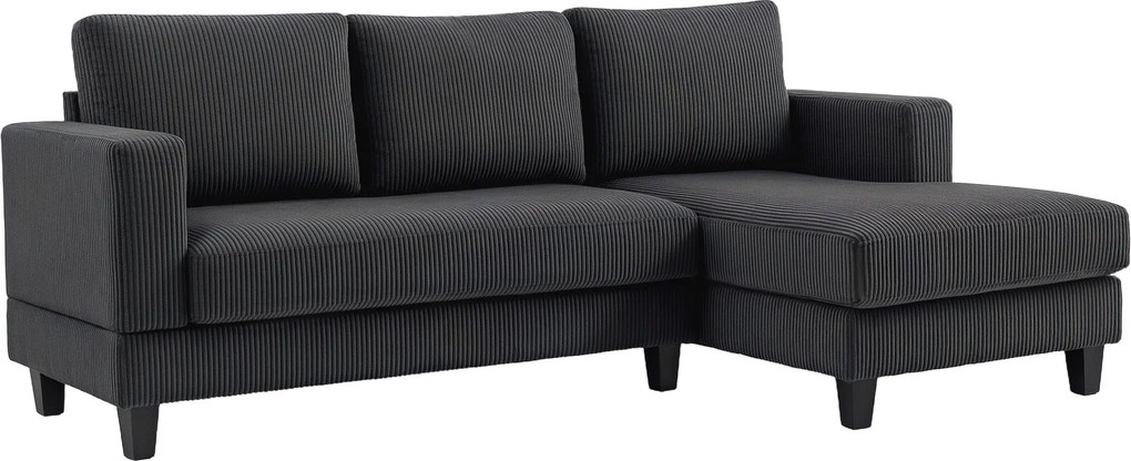 HOMCOM Sarokkanapé Ágyazható 3 Személyes L Alakú Kárpitozott Sarokkanapé Corduroy Hatással, Magas Sűrűségű Hab, Maximum 400 kg, Nappalira, Hálószobába